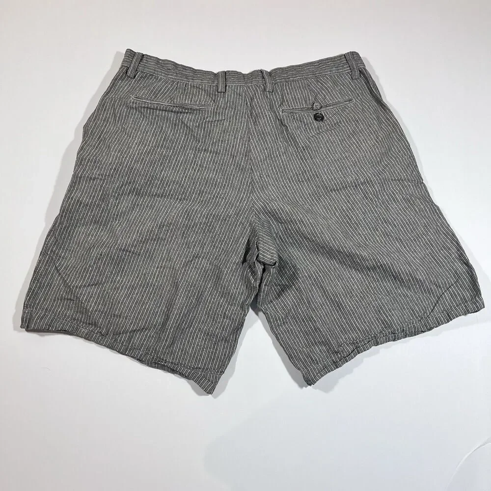 Banana Repbulic Linen Blend Flat Front Striped Casual Shorts Men's 36